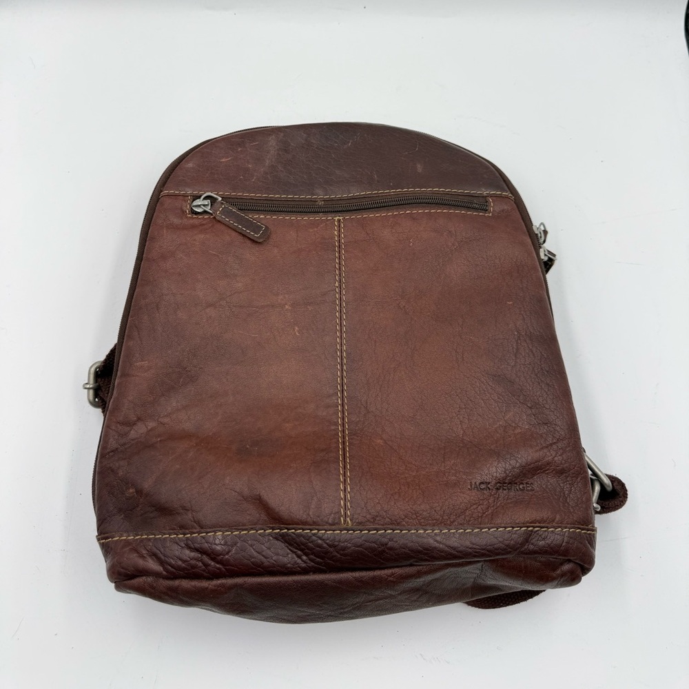 Jack Georges Small Backpack Purse Convertible Crossbody Leather Travel - Picture 2 of 11